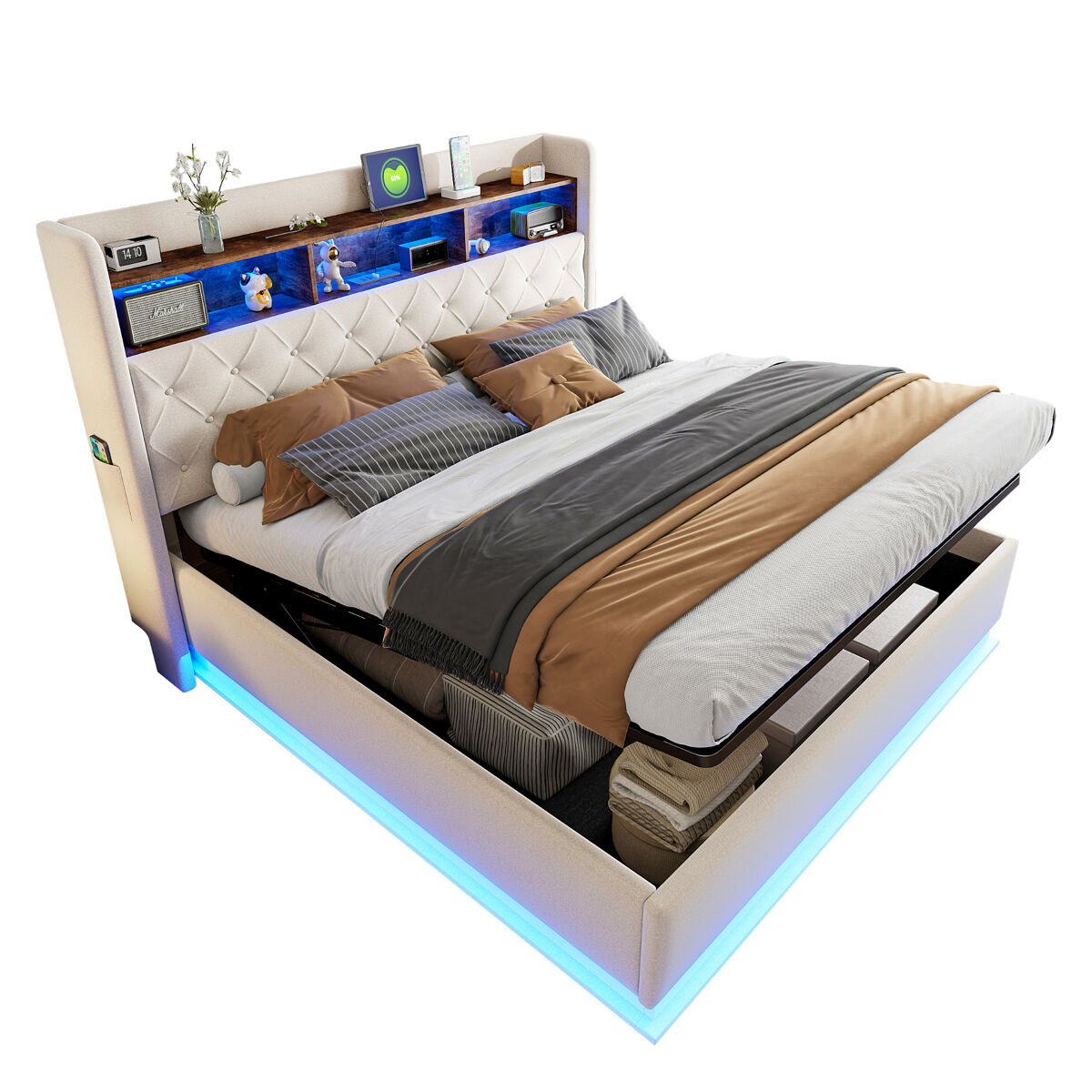 Cama de matrimonio de lino 186x214