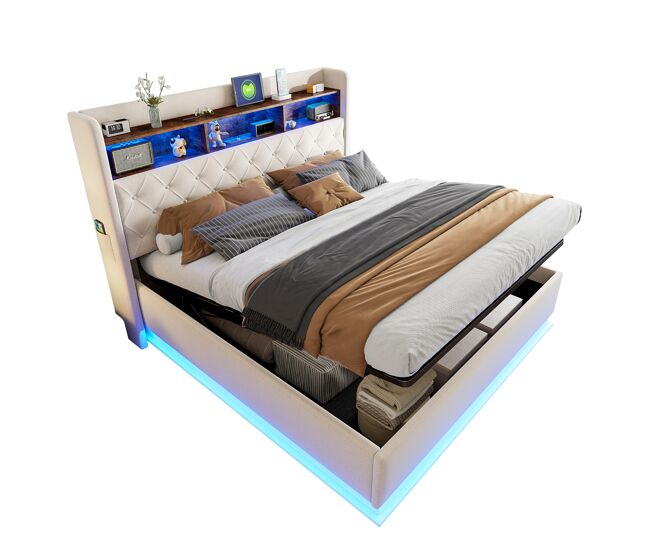 Cama de matrimonio de lino 186x214