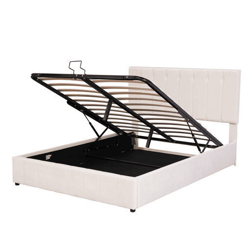 Cama de casal de veludo 140x200 cm com armazenamento,branco Cama de casal de veludo 140x200 cm com armazenamento,branco