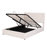 Cama de casal de veludo 140x200 cm com armazenamento,branco