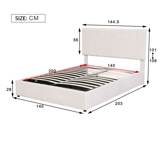 Cama de casal de veludo 140x200 cm com armazenamento,branco Cama de casal de veludo 140x200 cm com armazenamento,branco