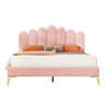 Cama de casal de veludo 140x200 cm,rosa