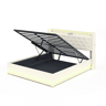 Cama de casal de linho 160x200 cm com armazenamento e luz led,bege