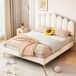 Cama de matrimonio de terciopelo 140x203 Cama de matrimonio de terciopelo 140x203 Beige