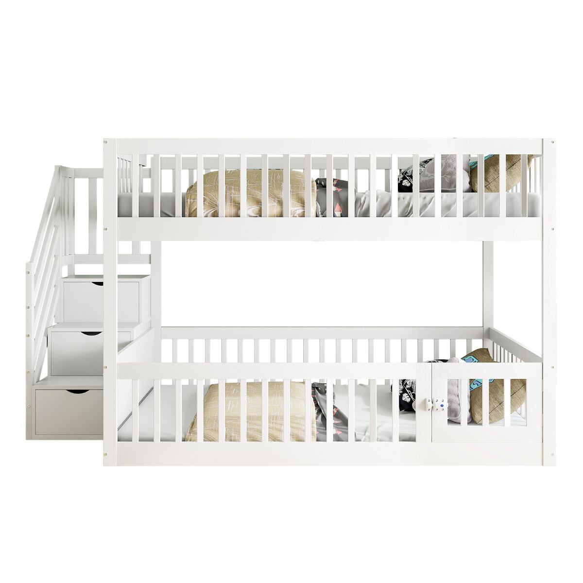 Litera infantil de madera maciza 140x200 cm,blanco