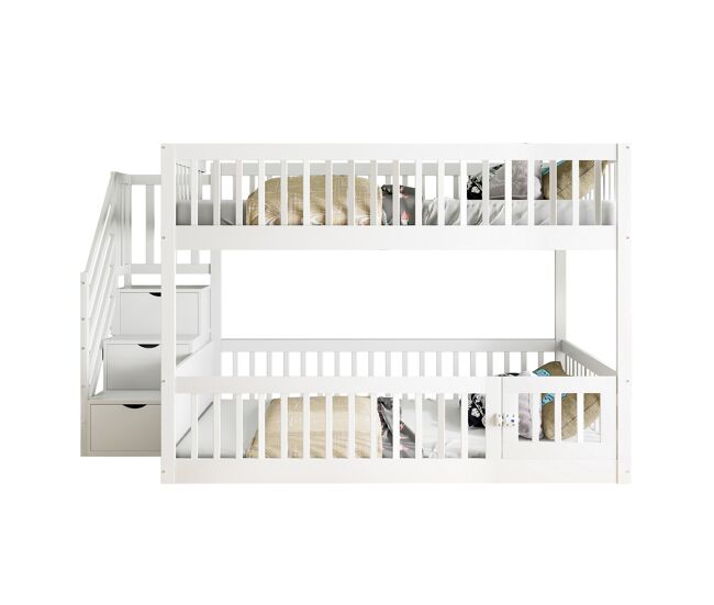 Litera infantil de madera maciza 140x200 cm,blanco