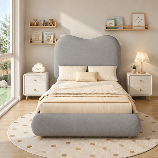 Cama de criança,cama de solteiro de linho 90x200 cm com armazenamento,cinza