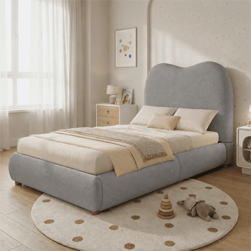 Cama de criança,cama de solteiro de linho 90x200 cm com armazenamento,cinza