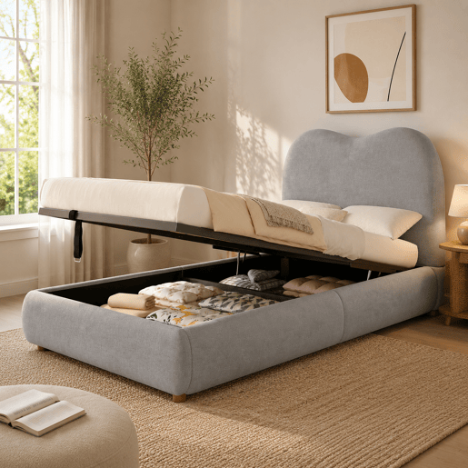 Cama de criança,cama de solteiro de linho 90x200 cm com armazenamento,cinza