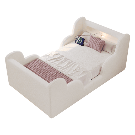 Cama de criança,cama de solteiro de tecido 90x200 cm,bege Cama de criança,cama de solteiro de tecido 90x200 cm,bege