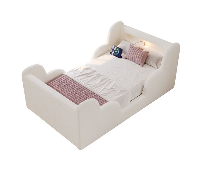 Cama infantil,cama individual de tela 90x200 cm,beige