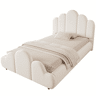cama juvenil,cama de solteiro de veludo 90x200 cm,bege