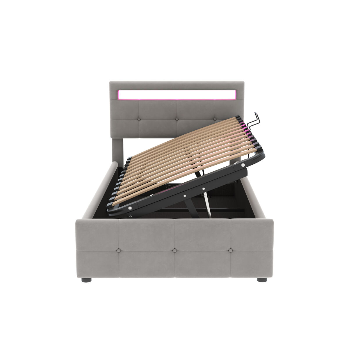 Cama juvenile de terciopelo 90x203 Gris