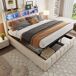 Cama de matrimonio de lino 180x215 Cama de matrimonio de lino 180x215 Beige