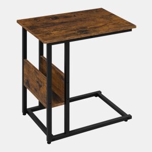 Mesa auxiliar 36 x 55 x 59,5 cm - Design em forma de C, mesa estreita para sofá e computador portátil - Castanho rústico