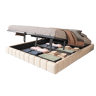 Cama de casal de linho 180x200 cm com armazenamento e luz led,bege