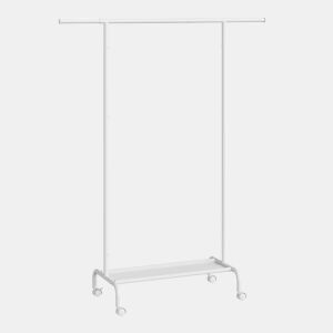 Cabideiro com rodas - Design aberto e portátil para roupa - Branco