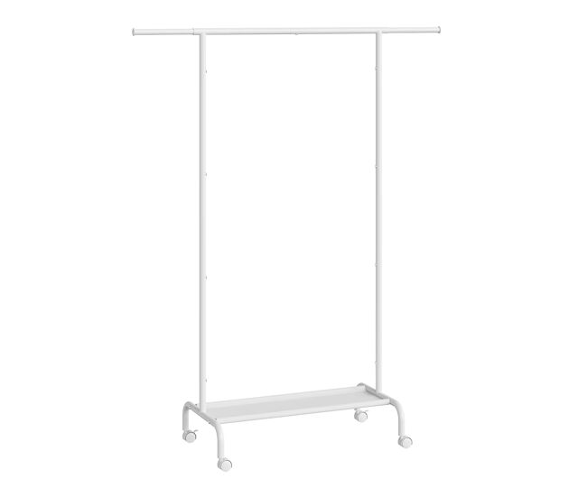 Perchero con ruedas - diseño abierto y portátil para ropa - blanco