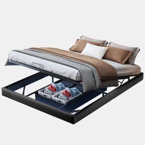 Cama estofada 160x200cm com estrado em madeira, estrutura de cama 160x200cm com iluminação LED, cama com lençóis, resistente e estável, cama de casal, estrutura de cama