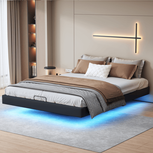 Cama estofada 160x200cm com estrado em madeira, estrutura de cama 160x200cm com iluminação LED, cama com lençóis, resistente e estável, cama de casal, estrutura de cama Cama estofada 160x200cm com estrado em madeira, estrutura de cama 160x200cm com iluminação LED, cama com lençóis, resistente e estável, cama de casal, estrutura de cama