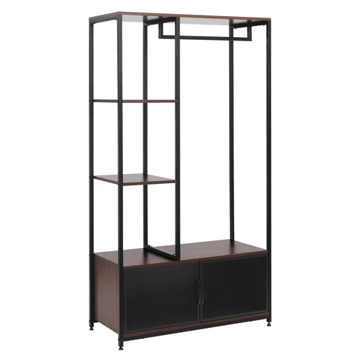Cabideiro de pé - Organizador de roupa aberto e multifuncional para o quarto e a entrada - Preto Cabideiro de pé - Organizador de roupa aberto e multifuncional para o quarto e a entrada - Preto