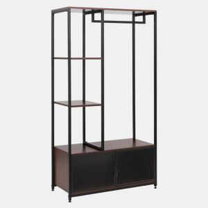 Cabideiro de pé - Organizador de roupa aberto e multifuncional para o quarto e a entrada - Preto