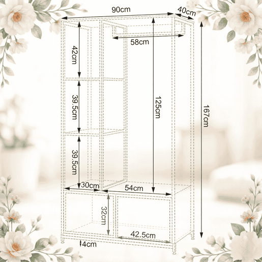 Cabideiro de pé - Organizador de roupa aberto e multifuncional para o quarto e a entrada - Preto Cabideiro de pé - Organizador de roupa aberto e multifuncional para o quarto e a entrada - Preto