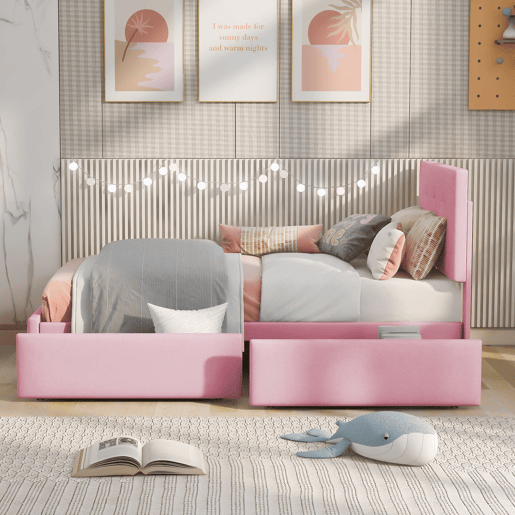 cama juvenil,cama de solteiro de veludo 90x200 cm,rosa cama juvenil,cama de solteiro de veludo 90x200 cm,rosa