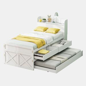Cama de criança,cama de solteiro de madeira maciça 90x190 cm,branco