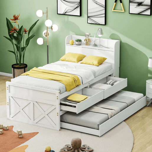 Cama de criança,cama de solteiro de madeira maciça 90x190 cm,branco Cama de criança,cama de solteiro de madeira maciça 90x190 cm,branco