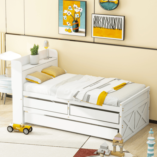 Cama de criança,cama de solteiro de madeira maciça 90x190 cm,branco Cama de criança,cama de solteiro de madeira maciça 90x190 cm,branco