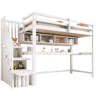 Cama de criança,cama alta de madeira maciça 90x200 cm,branco