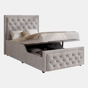 Cama de solteiro de veludo 90x200 cm com armazenamento,cinza