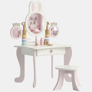 AIYAPLAY Penteadeira Infantil para Menina com Banco, Espelhos Giratórios, Gaveta e 6 Acessórios, Rosa, +3 Anos