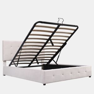 Cama de casal de veludo 140x200 cm com armazenamento,branco