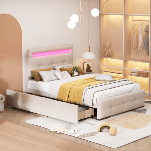 cama juvenil,cama de solteiro de tecido 90x200 cm com luz led,bege cama juvenil,cama de solteiro de tecido 90x200 cm com luz led,bege