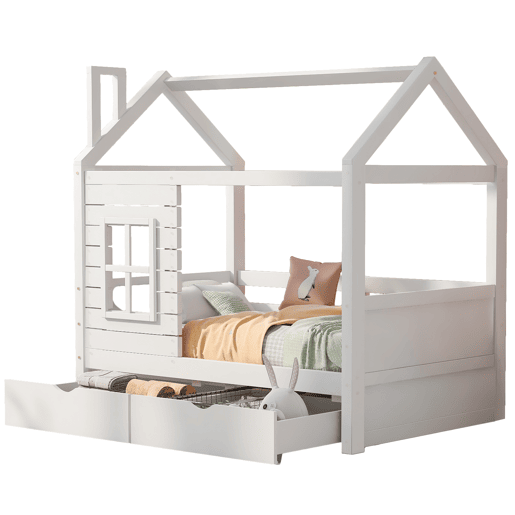 Cama de criança,cama-casa de madeira de pinho 80x160 cm,branco Cama de criança,cama-casa de madeira de pinho 80x160 cm,branco