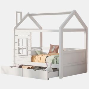 Cama de criança,cama-casa de madeira de pinho 80x160 cm,branco