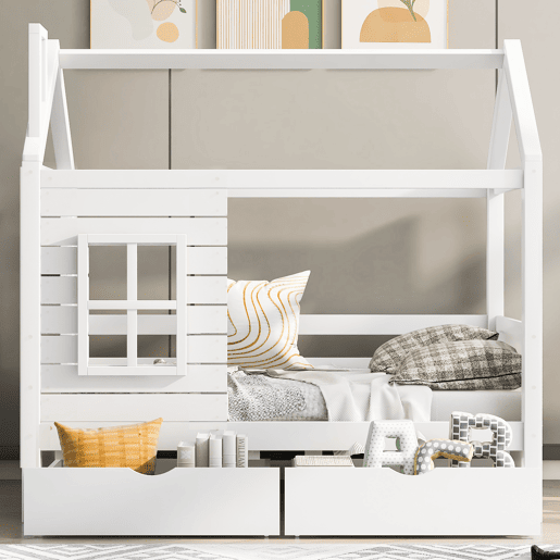 Cama de criança,cama-casa de madeira de pinho 80x160 cm,branco Cama de criança,cama-casa de madeira de pinho 80x160 cm,branco