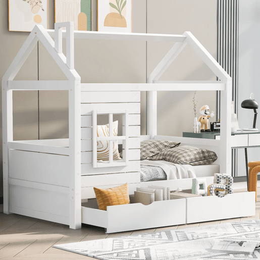 Cama de criança,cama-casa de madeira de pinho 80x160 cm,branco Cama de criança,cama-casa de madeira de pinho 80x160 cm,branco