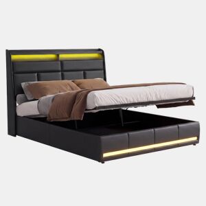 Cama 140x200cm, LED, cama funcional, cama com arrumação, cama de casal