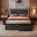 Cama doble, LED, almacenaje. 208x145 Cama doble, LED, almacenaje. 208x145 Gris