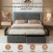 Cama doble, LED, almacenaje. 208x145 Cama doble, LED, almacenaje. 208x145 Gris