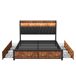 Cama, LED, USB, enchufe, 4 cajones, canapé abatible 217x180 Cama, LED, USB, enchufe, 4 cajones, canapé abatible 217x180 Negro