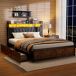 Cama, LED, USB, enchufe, 4 cajones, canapé abatible 217x180 Cama, LED, USB, enchufe, 4 cajones, canapé abatible 217x180 Negro