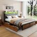 Cama, LED, USB, enchufe, 4 cajones, canapé abatible 217x180 Cama, LED, USB, enchufe, 4 cajones, canapé abatible 217x180 Negro