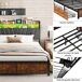 Cama, LED, USB, enchufe, 4 cajones, canapé abatible 217x180 Cama, LED, USB, enchufe, 4 cajones, canapé abatible 217x180 Negro