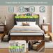 Cama, LED, USB, enchufe, 4 cajones, canapé abatible 217x180 Cama, LED, USB, enchufe, 4 cajones, canapé abatible 217x180 Negro