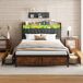 Cama, LED, USB, enchufe, 4 cajones, canapé abatible 217x180 Cama, LED, USB, enchufe, 4 cajones, canapé abatible 217x180 Negro