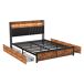 Cama, LED, USB, enchufe, 4 cajones, canapé abatible 217x180 Cama, LED, USB, enchufe, 4 cajones, canapé abatible 217x180 Negro